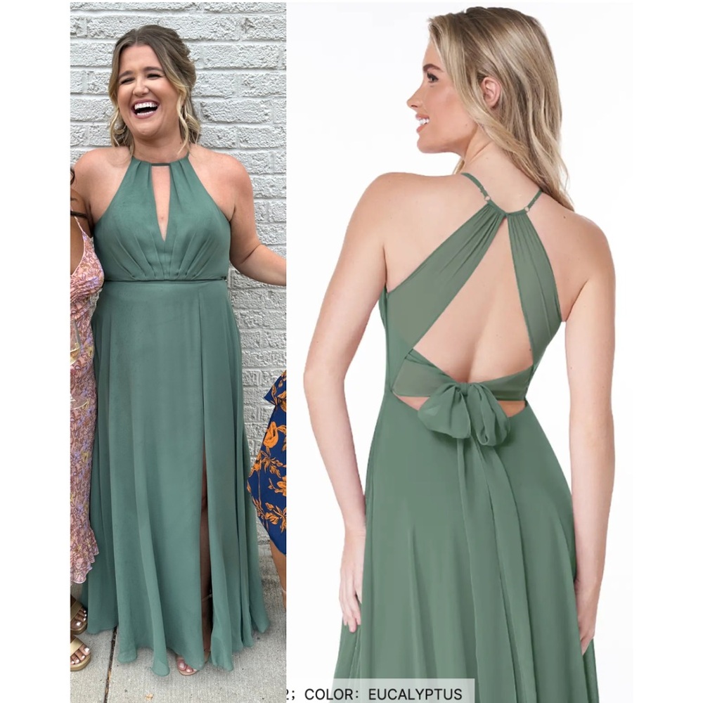 Azazie Evalleen Backless Dress in Eucalyptus